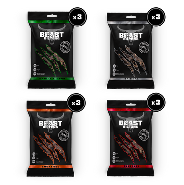 BEAST Biltong - 24g Protein Per bag! 100% Grass Fed Beef - 12 pack