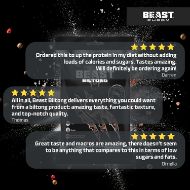 BEAST Biltong - 24g Protein Per bag! 100% Grass Fed Beef - 12 pack