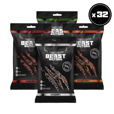 BEAST Biltong - 24g Protein Per bag! 100% Grass Fed Beef - 32 pack