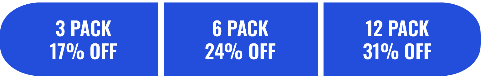 3 Pack: SAVE £5.98, 6 Pack: SAVE £16.95, 12 Pack: SAVE £43.89