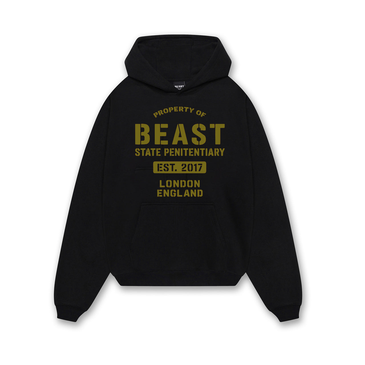 Beast Branded Black Hoodie with gold graphic