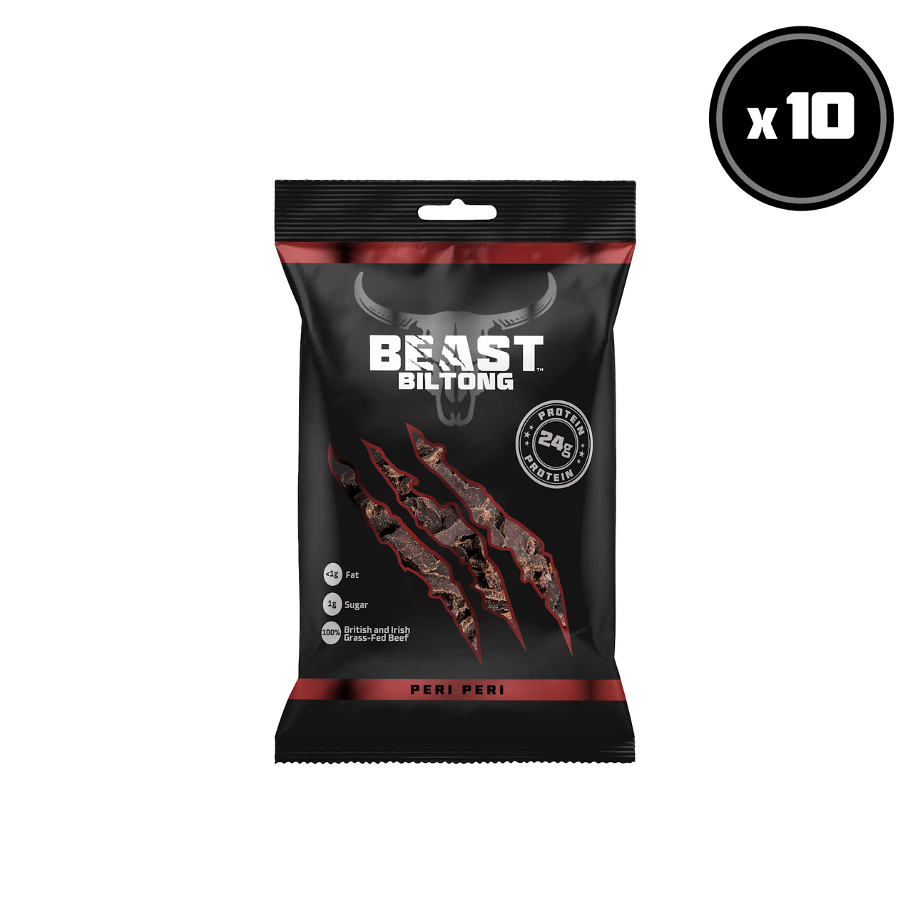 BEAST Biltong - 24g Protein Per bag! 100% Grass Fed Beef - 10 pack