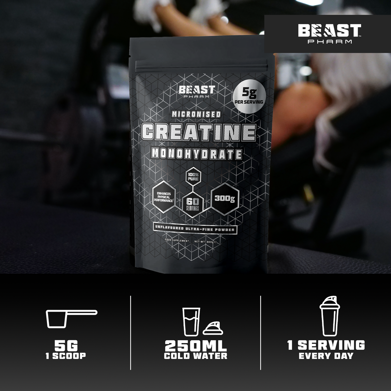 100% Pure Micronised Creatine Monohydrate - 300g
