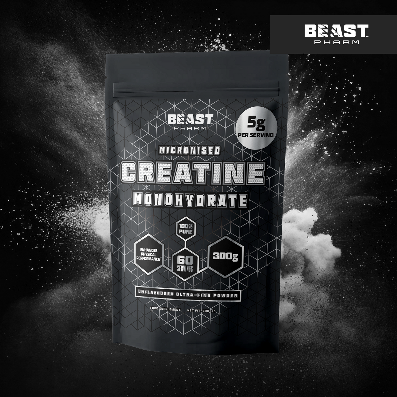100% Pure Micronised Creatine Monohydrate - 300g