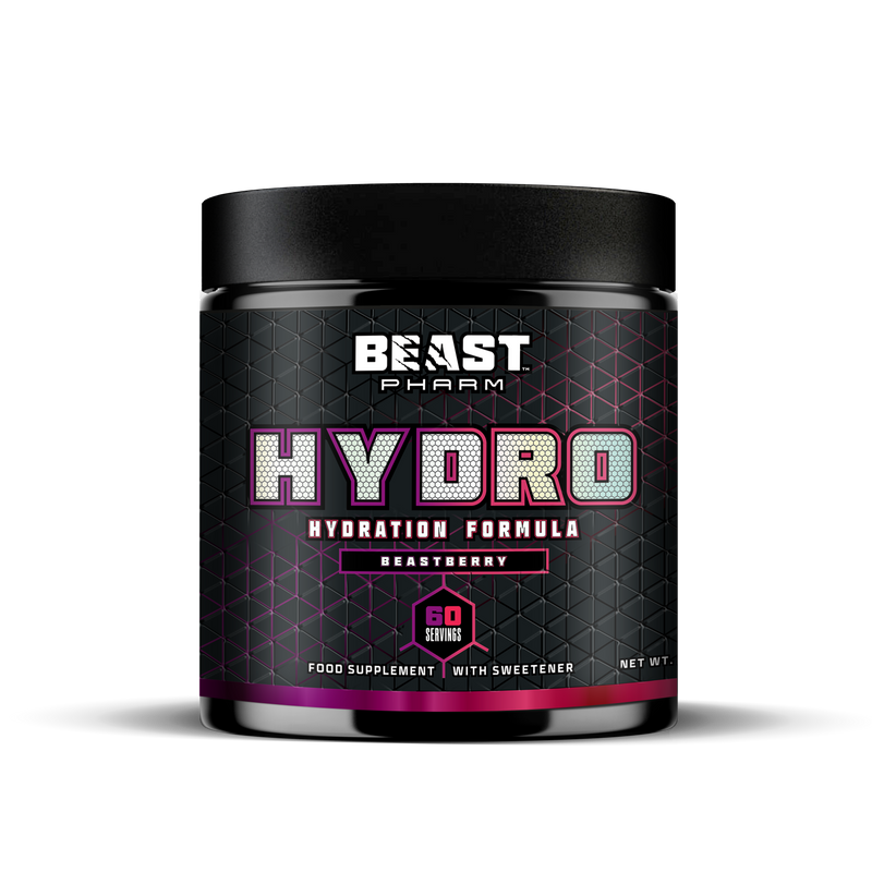 Beast Hydro Electrolyte Hydration Powder Beastberry Tub 60 Servings Front of Label